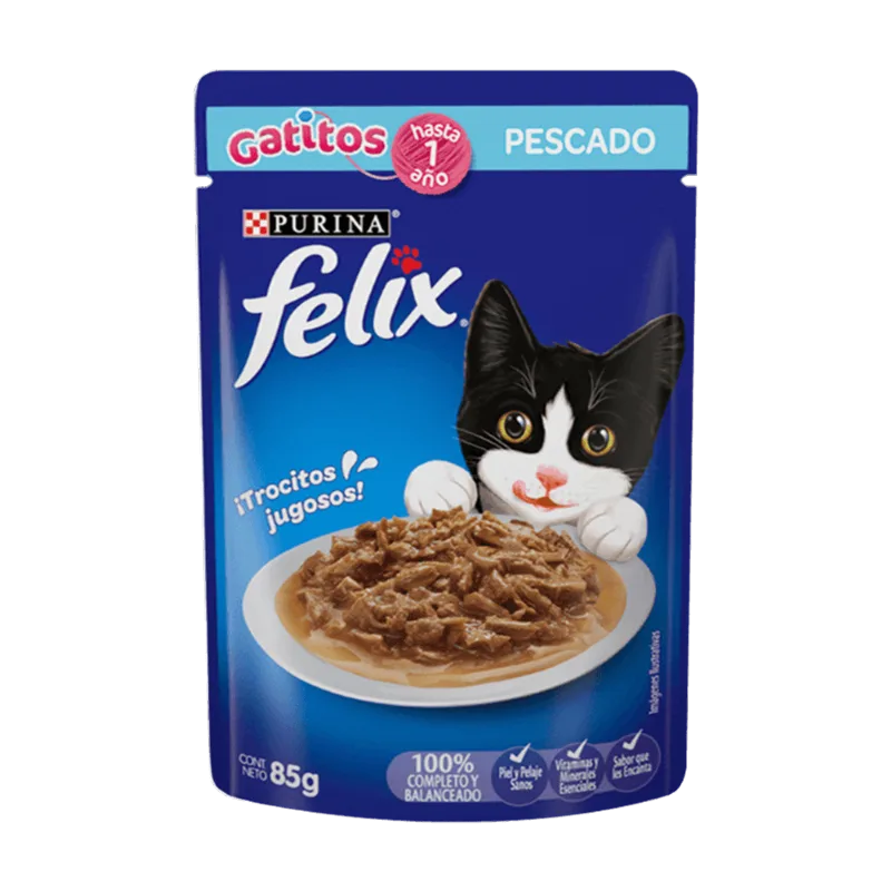 Alimento Gatitos Pescado Felix|85g Alimento Gatitos Pescado Purina Felix 85g
