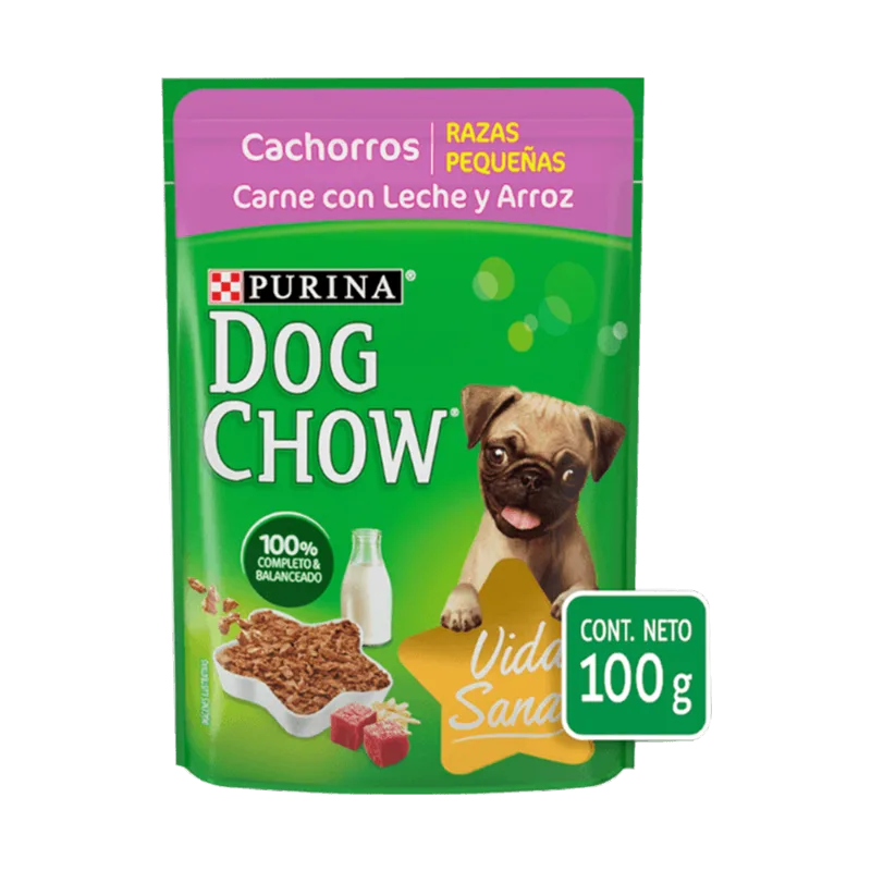 Alimento Perro Raza Pequeña Cachorro|Carne Leche y Arroz|Dog Chow|100g Alimento Perro Razas Pequeñas Cachorro Carne Leche y Arroz Purina Dog Chow 100g
