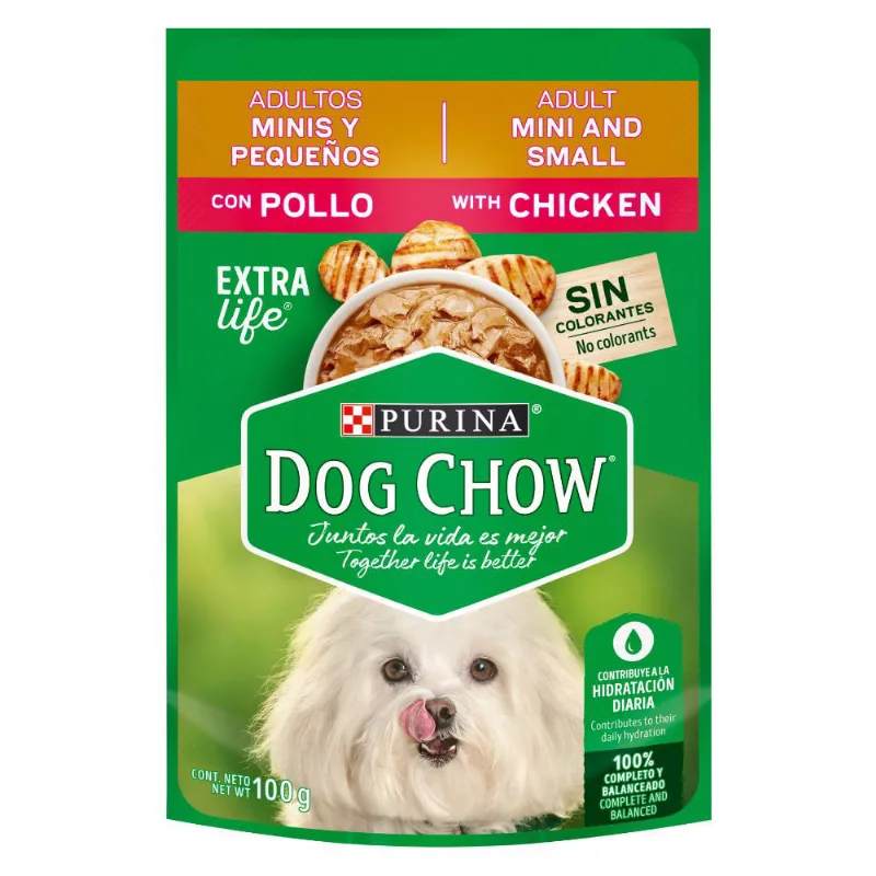 Alimento húmedo para perro mini y pequeños sabor pollo x100g Dog Chow