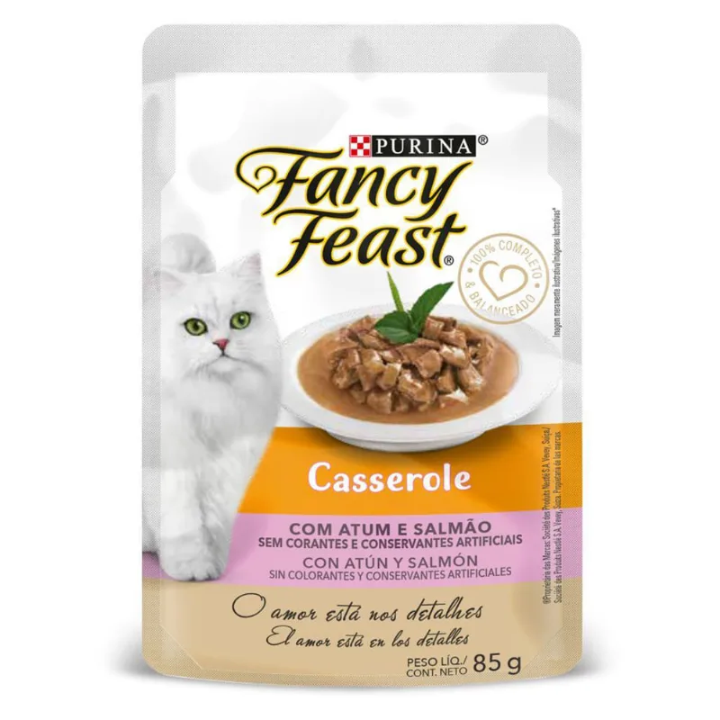 Alimento húmedo para gatos purina casserole sabor atún y salmón x85g Fancy Feast