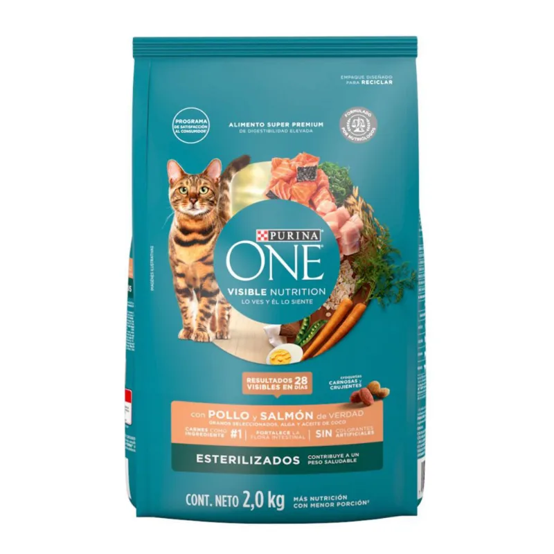 Alimento para gato esterilizado sabor pollo y salmón x2kg Purina One