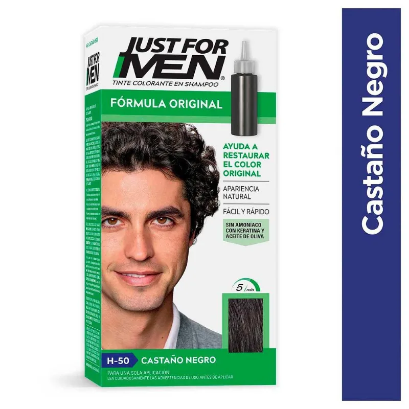 Tinte Colorante Para Caballero En Shampoo H-50 Castaño Negro