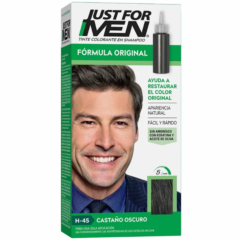 Tinte para Cabello en Shampoo JUST FOR MEN Castaño Oscuro Caja 1un