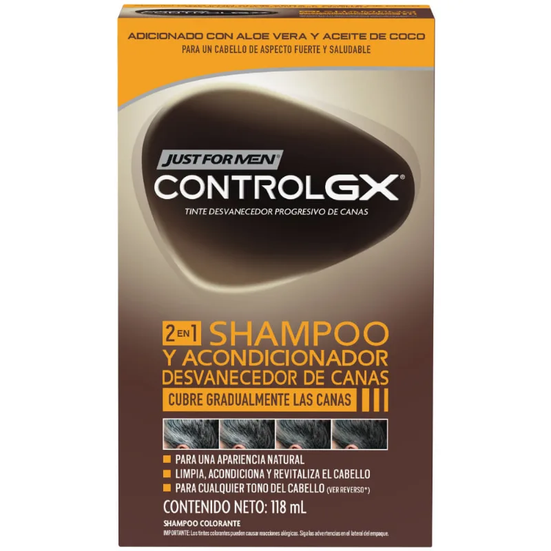 Shampoo y Acondicionador Just For Men Control GX 2 en 1 x 118 ml