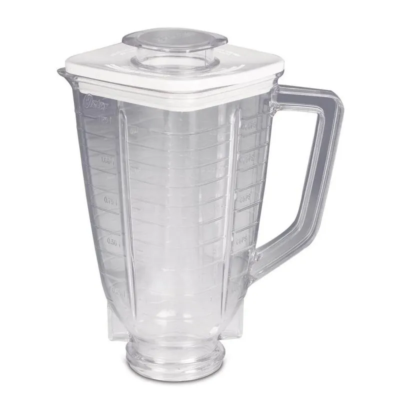 Vaso plástico cuadrado Oster® tapa blanca y copa de medida 4890