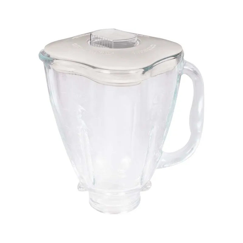 Oster® Vaso de Vidrio, Tipo Trébol con Tapa, Blanco, 4918