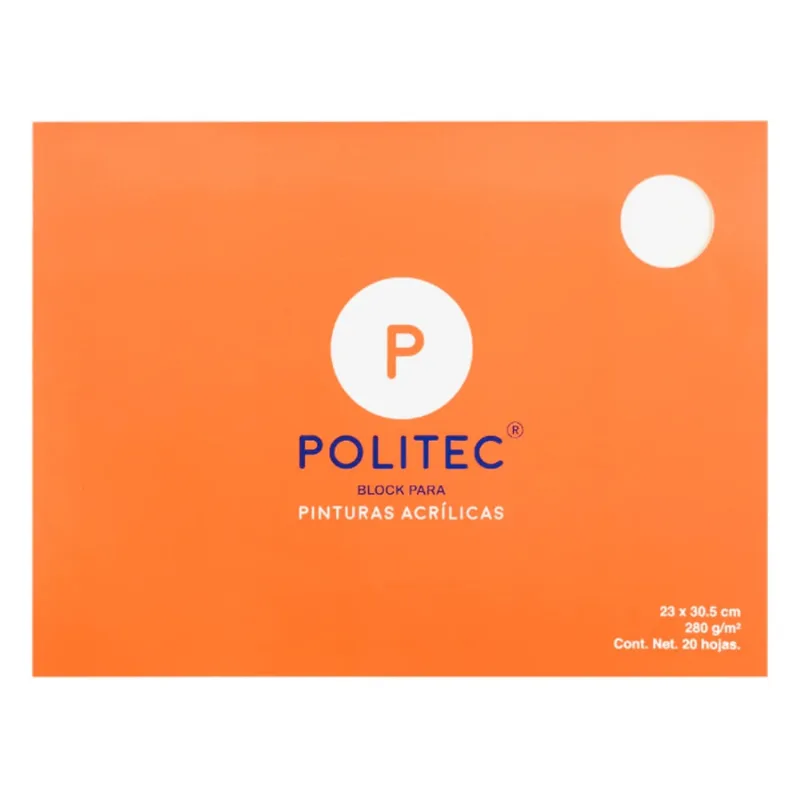 Bloc de Dibujo para Pintura Acrílica | Politec | Papel Tipo Lino | 20 Hojas | 23 x 30.5 cm