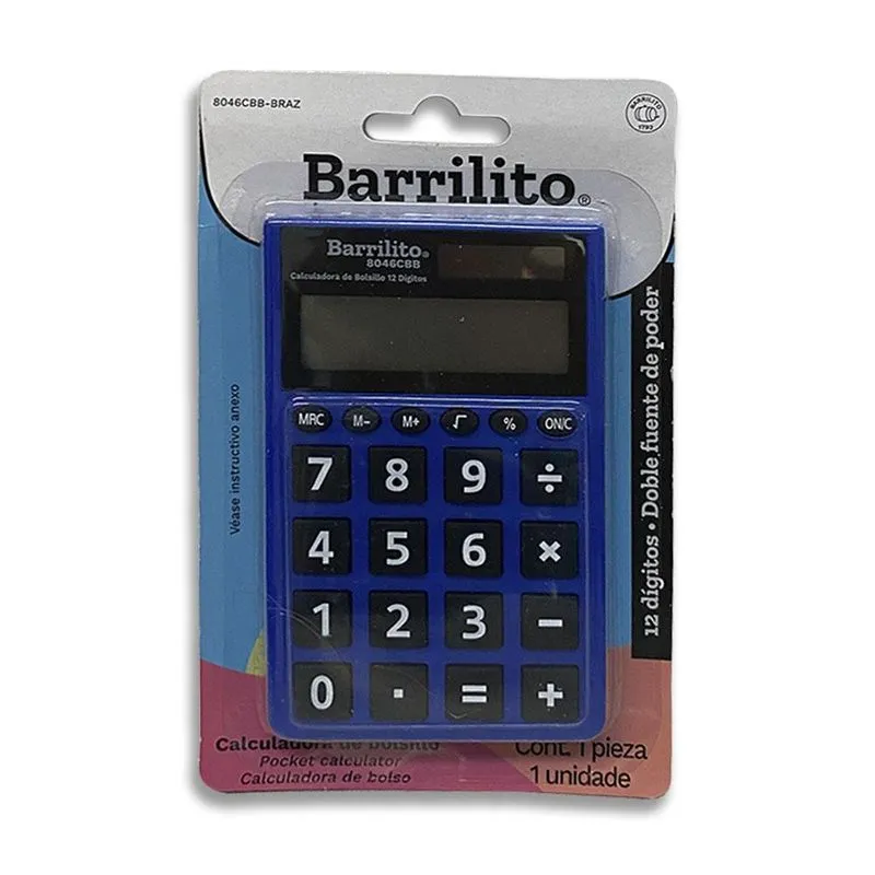 Calculadora De Bolso 12 Dígitos Azul 8046cbb Barrilito