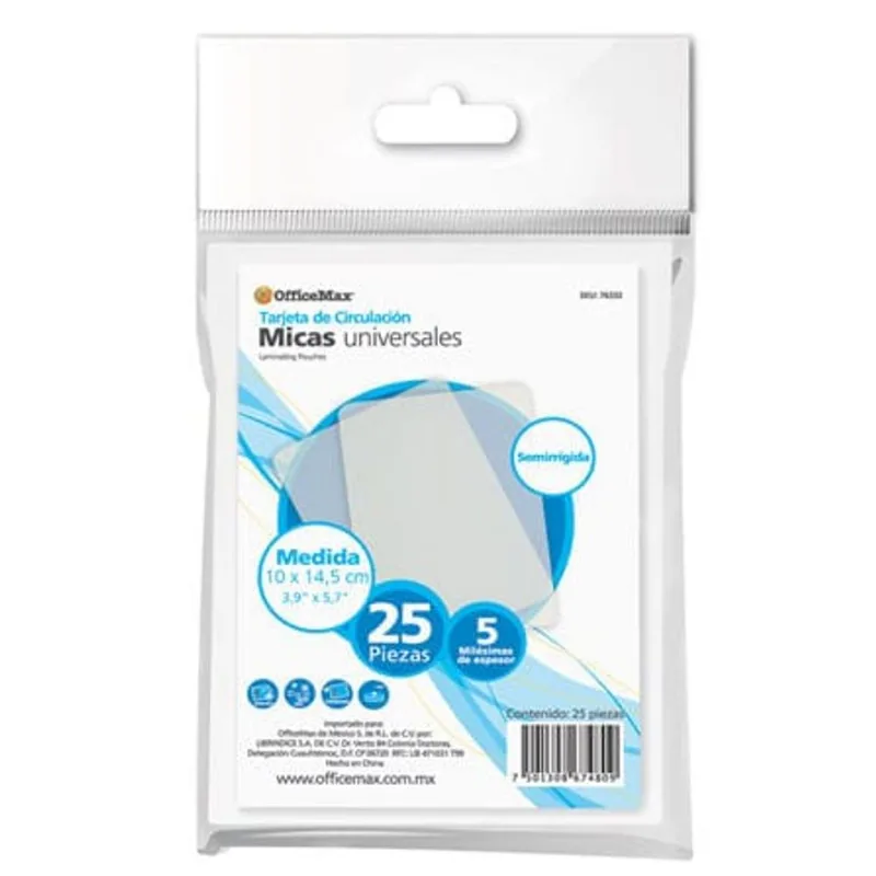 Mica Semirrígida | OfficeMax | 10 x 14.5 cm | 5 mm | 25 Piezas