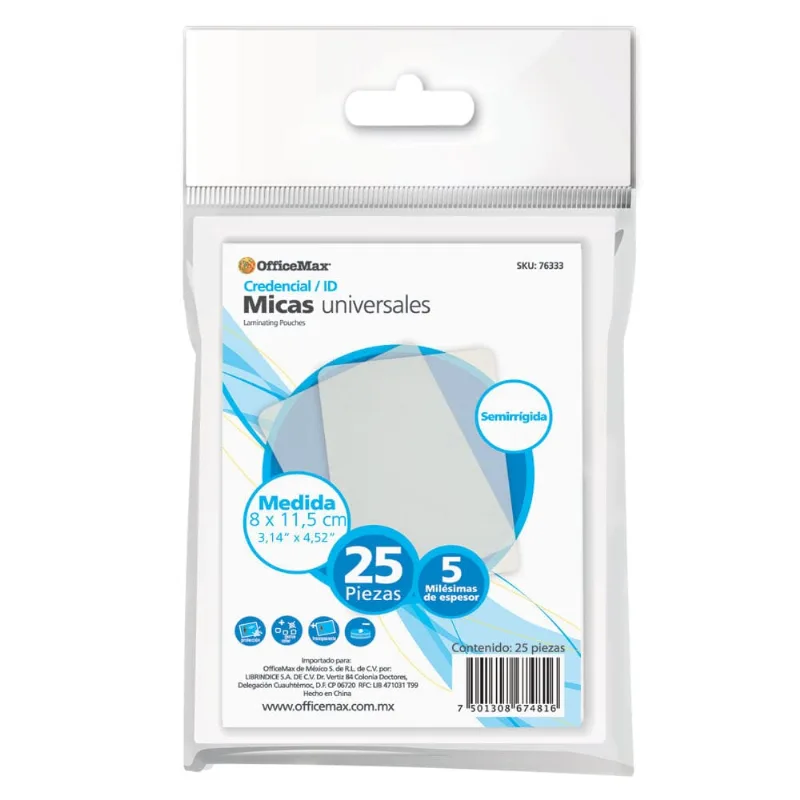 Mica Semirrígida | OfficeMax | 11.5 x 8 cm | 5 mm | 25 Piezas