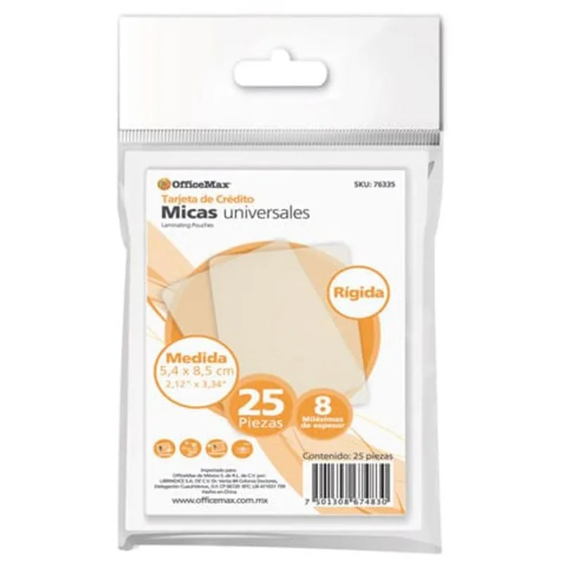 Mica Rígida | OfficeMax | 5.4 x 8.5 cm | 8 mm | 25 Piezas