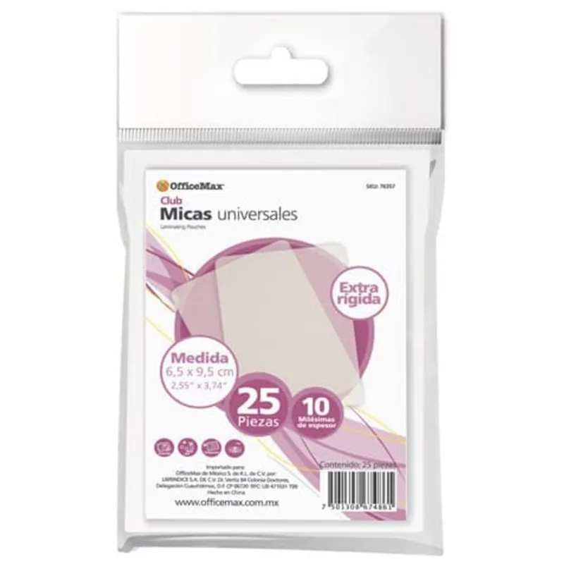 Mica Extrarígida | OfficeMax | 6.5 x 9.5 cm | 10 mm | 25 Piezas