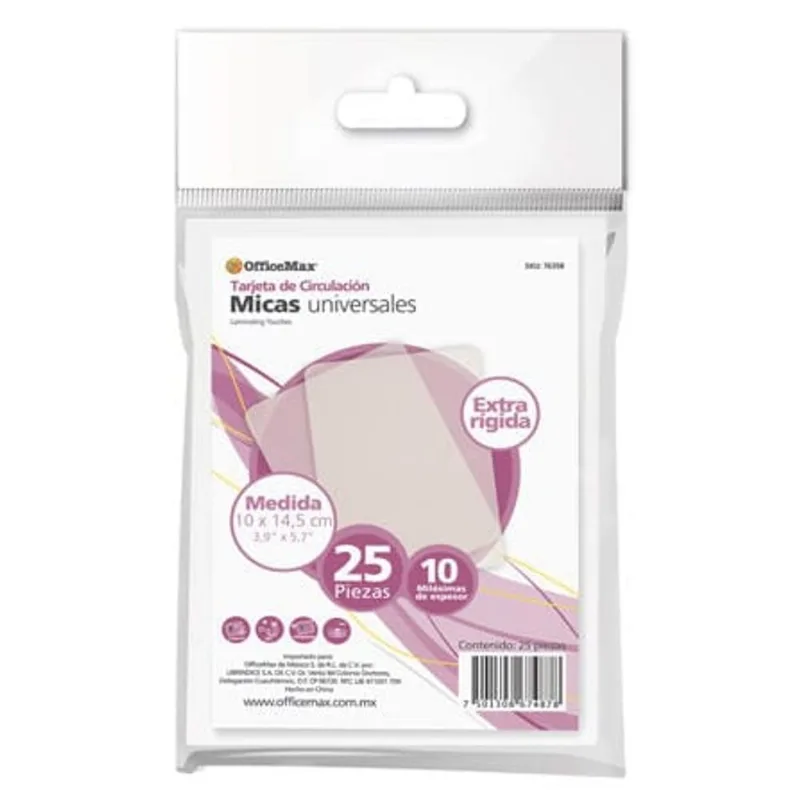 Mica Extrarígida | OfficeMax | 10 x 14.5 cm | 10 mm | 25 Piezas