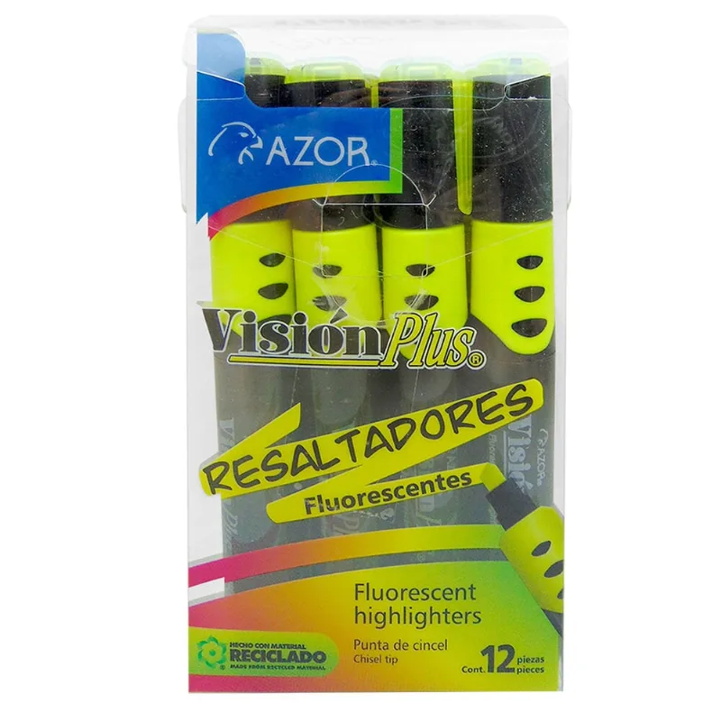 Marcatextos | Azor | Vision Plus | Amarillo | 12 Piezas