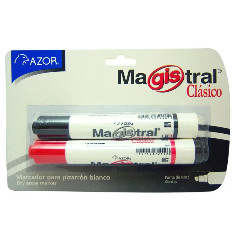 Marcador para Pizarrón Blanco | Azor | Magistral Clásico | Multicolor | 2 Piezas