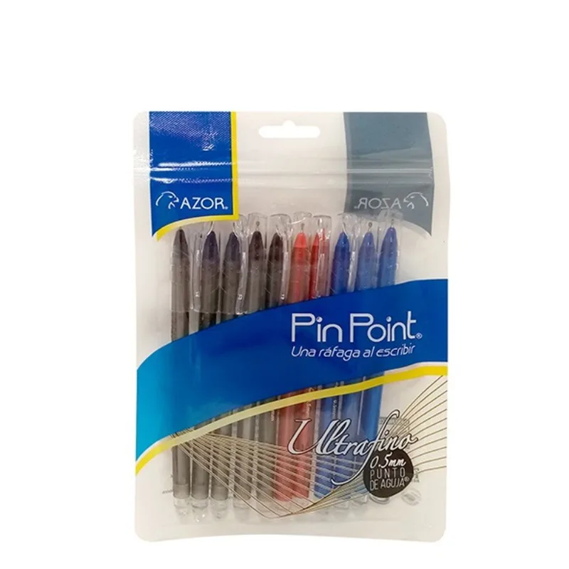 Bolígrafos | Azor Pin Point | Multicolor Ultrafino | 10 Piezas