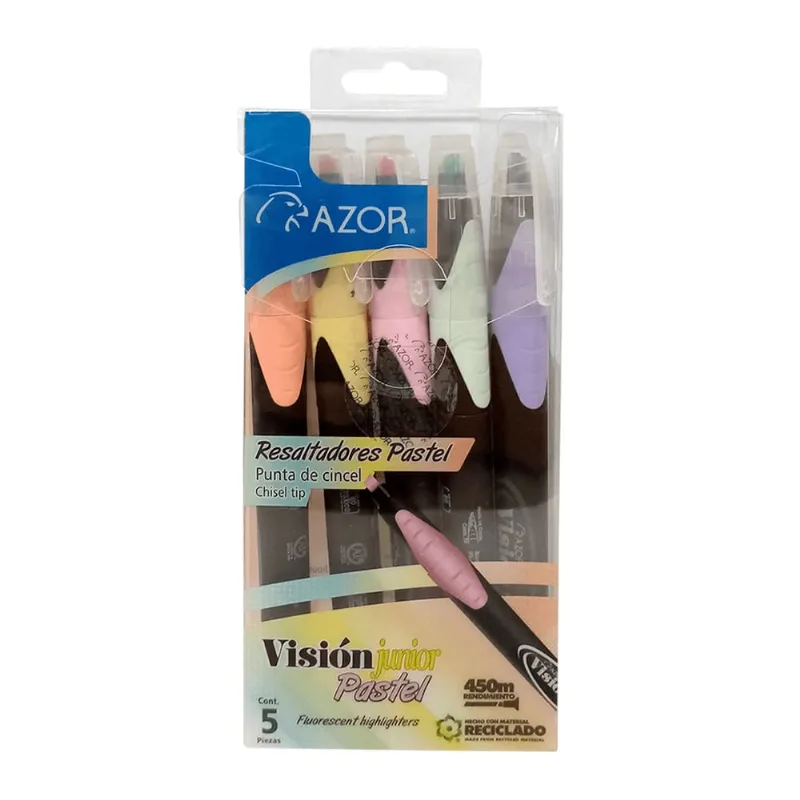 Marcatextos Azor Punta Cincel Vision Junior Pastel 5 piezas