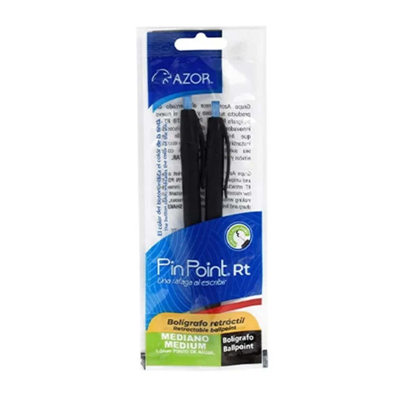 Bolígrafos Retráctiles | Azor Pin Point | Azul Medio | 2 Piezas