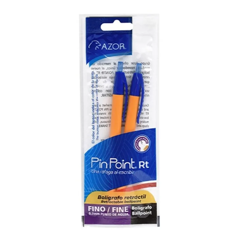 Bolígrafos | Azor Pin Point | Azul Fino | 2 Piezas