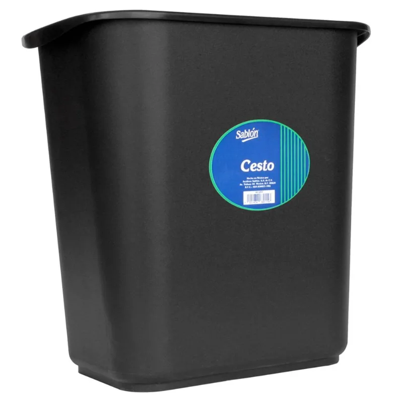Bote de Basura Rectangular | Sablón | Plástico | Negro | 13 L