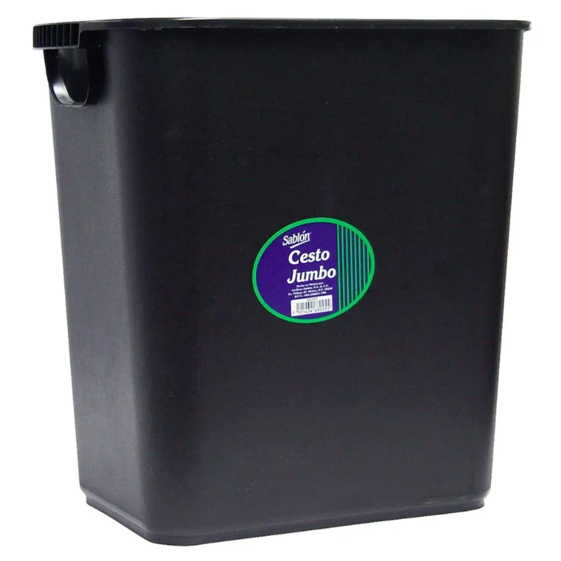 Bote de Basura Jumbo Rectangular | Sablón | Plástico | Negro | 26 L