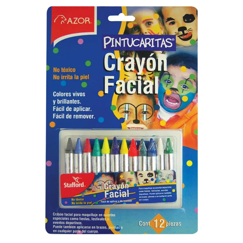 Crayones Faciales | Azor Pintucaritas | 12 Piezas