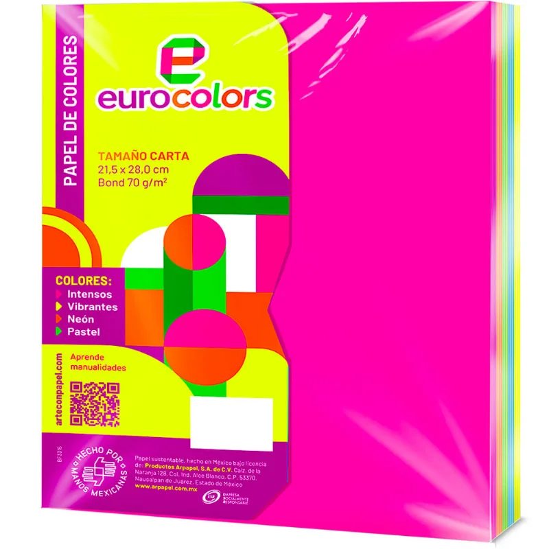 Papel de Color Multicolor Arcoíris | 100 Hojas Carta | Eurocolors