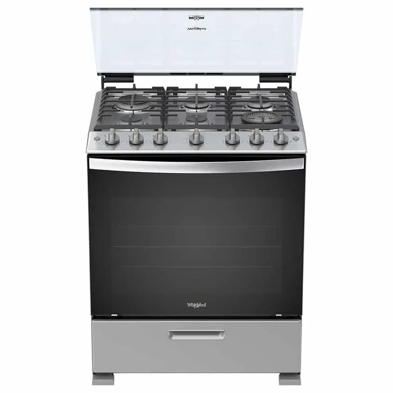 Estufa Whirlpool de Gas Xpert Flamma De Piso 30 pulgadas 6 quemadores Gris WFR5000D