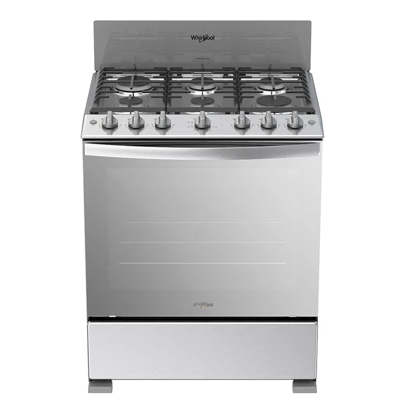 Estufa Whirlpool de Gas Al Piso 30 pulgadas (IN) 6 quemadores Gris WFR3400S