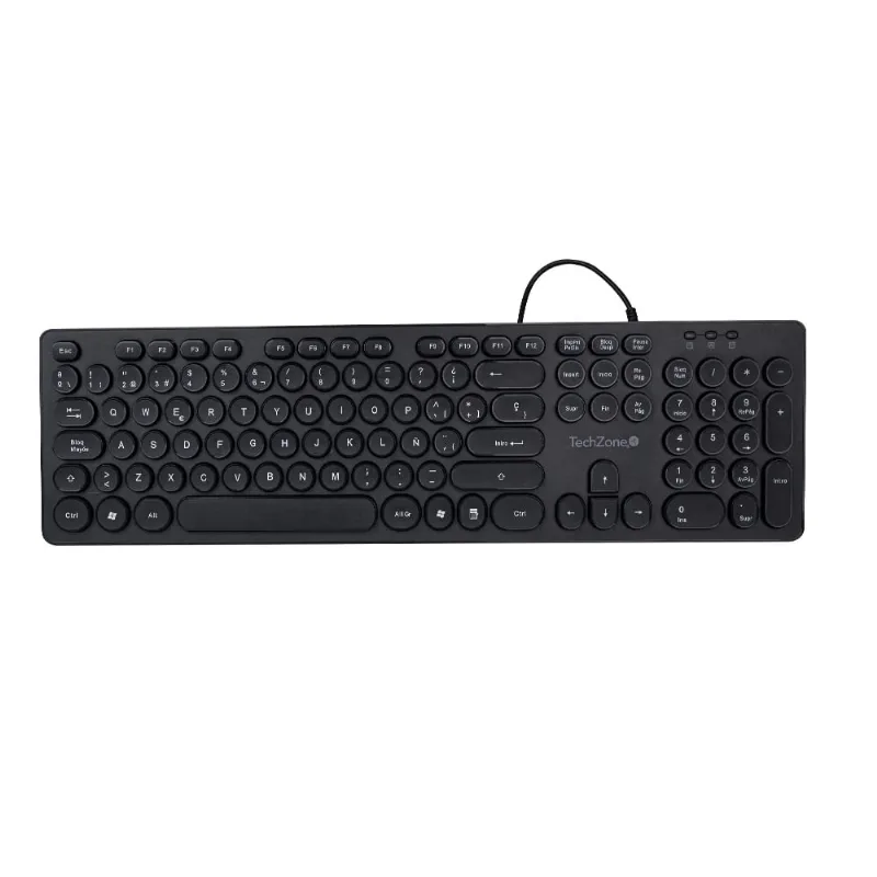 Teclado Alámbrico Techzone Oval | Negro | Ergonomía