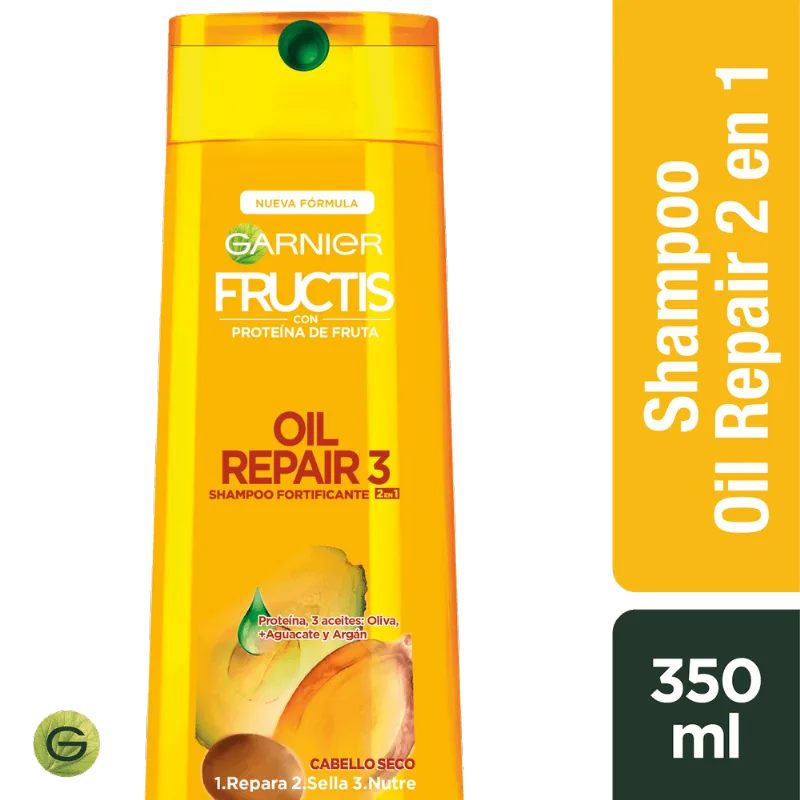 Shampoo Fructis Oil Repair 2 en 1 con 3 Aceites 350 ml