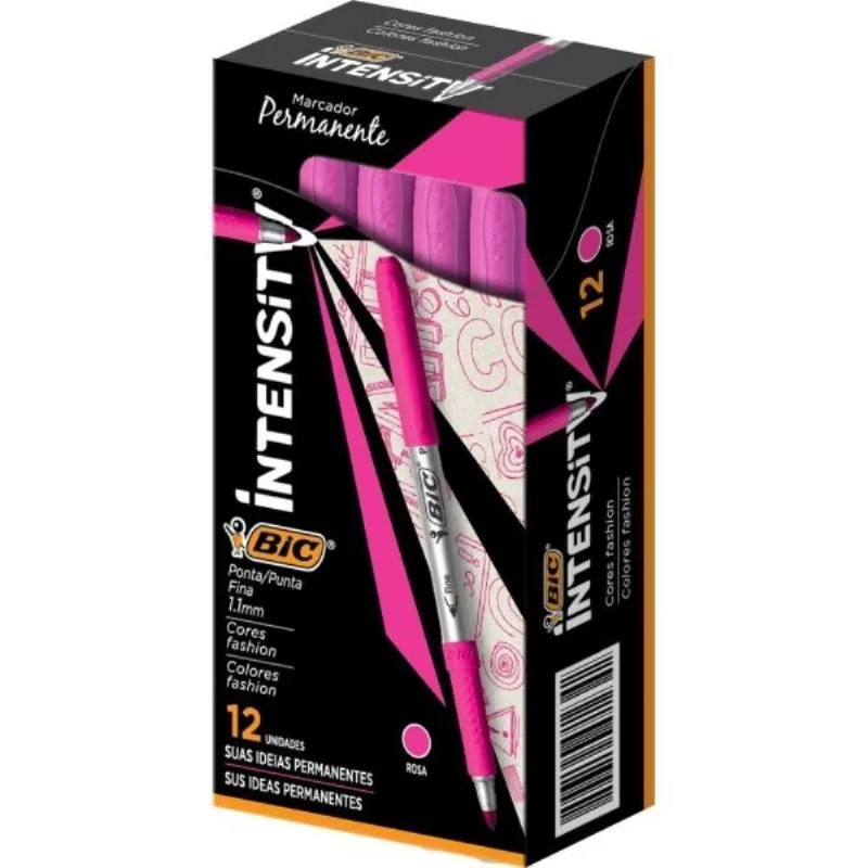 Marcador Permanente Marking Fashion 1,1 Mm Rosa 12 Un