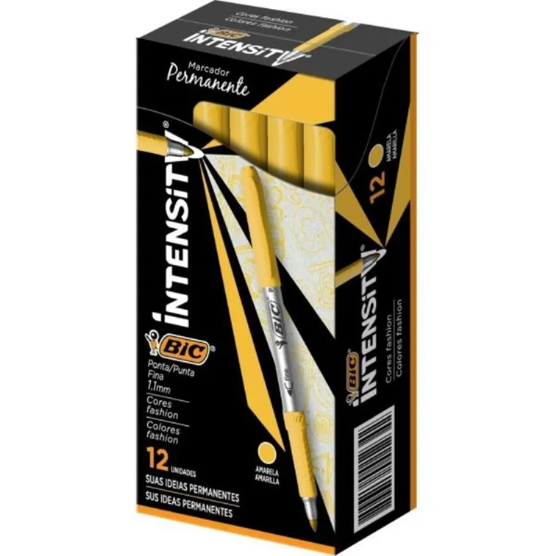 Marcador Permanente Marking Fashion 1,1mm Amarelo 12 Un
