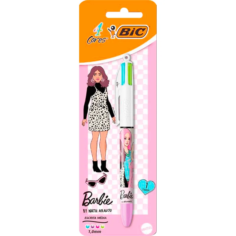 Caneta 4 Cores Bic Barbie Trio un