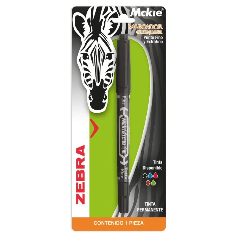 Marcador Permanente Doble Punta | Zebra | Fina y Extrafina | Negro