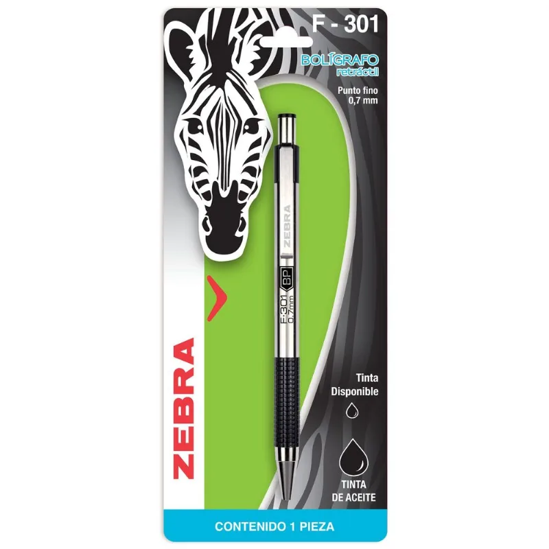 Bolígrafo | Zebra F-301 | Negro Fino