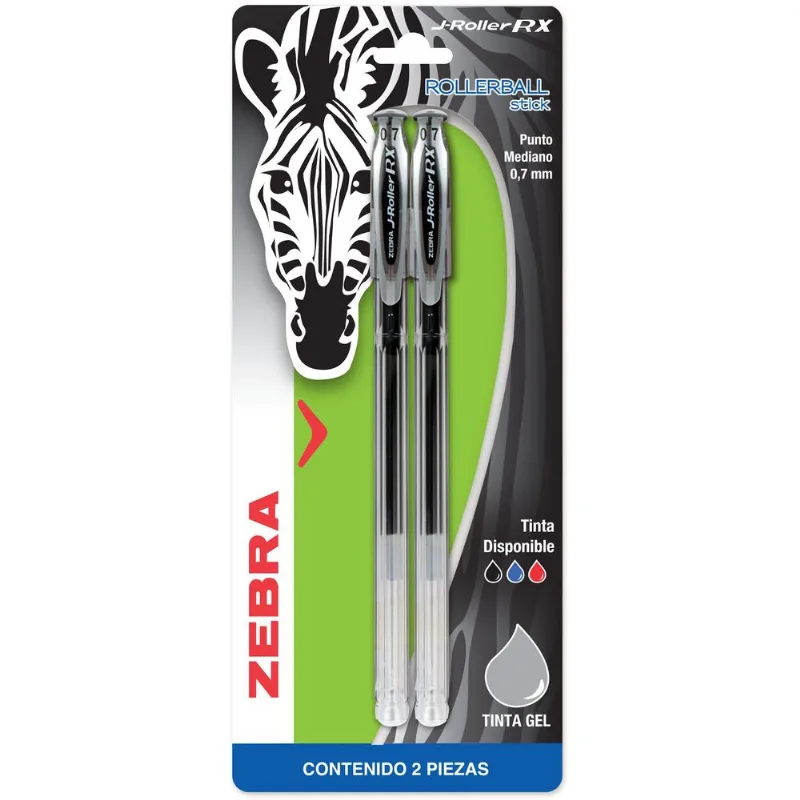 Bolígrafos Rollerball de Gel | Zebra | Negro Medio | 2 Piezas