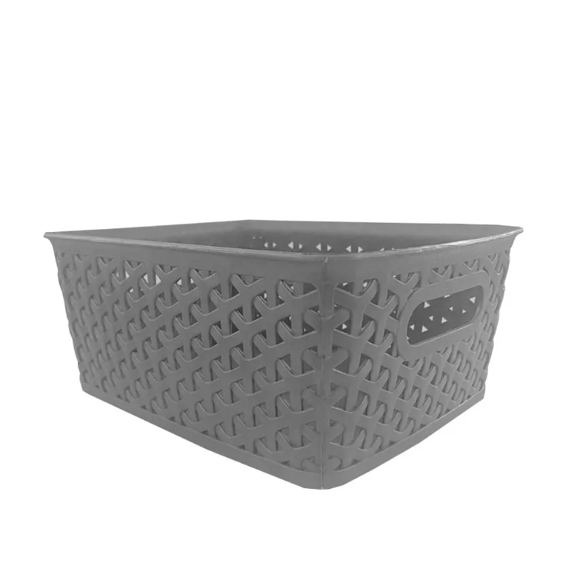 Canasta Tipo Tejida Icasi Rectangular Gris