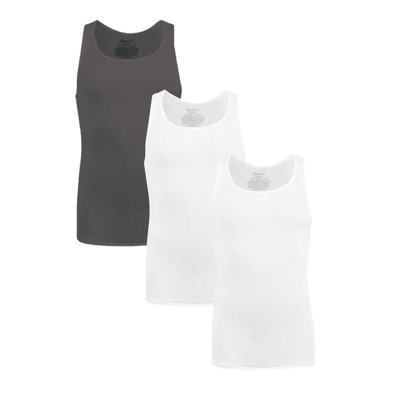 Camiseta Premium Pack de 3 Camisetas Hanes Hombre Gris/Blanco M