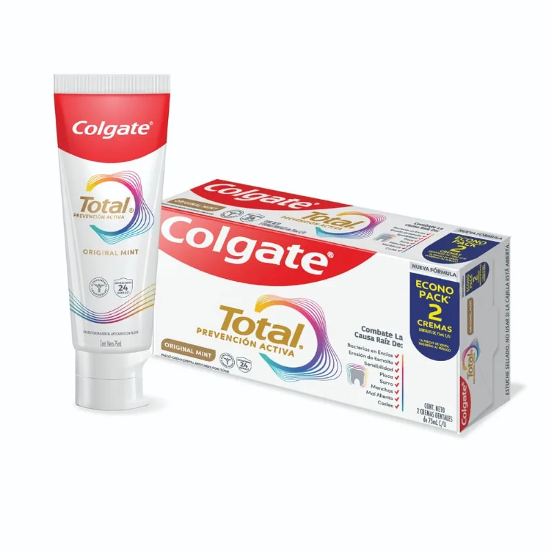 Crema Dental COLGATE Total Original Mint Tubo 75ml Paquete 2un