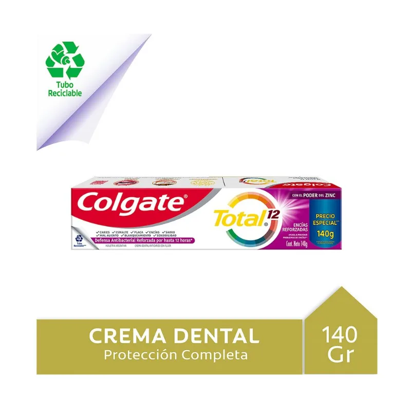 Pasta dental Colgate total 12 encías reforzadas 140 g.