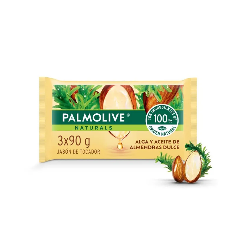 Jabón de tocador Palmolive Naturals alga y almendra dulce 90 g 3 uni