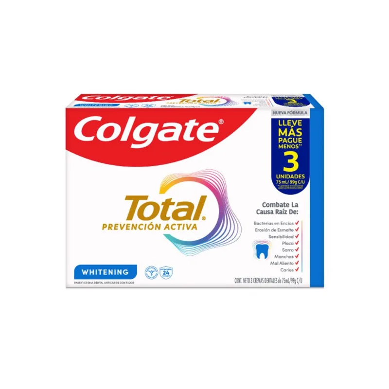 Colgate Crema Dental Total Whitening Pack x 3 Un De 75 Ml.