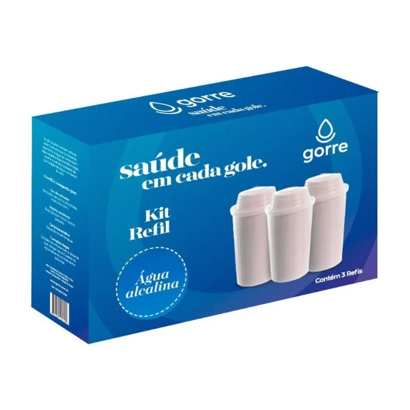 Kit Com 3 Refis Filtro Purificador Alcalino Jarra Gorre
