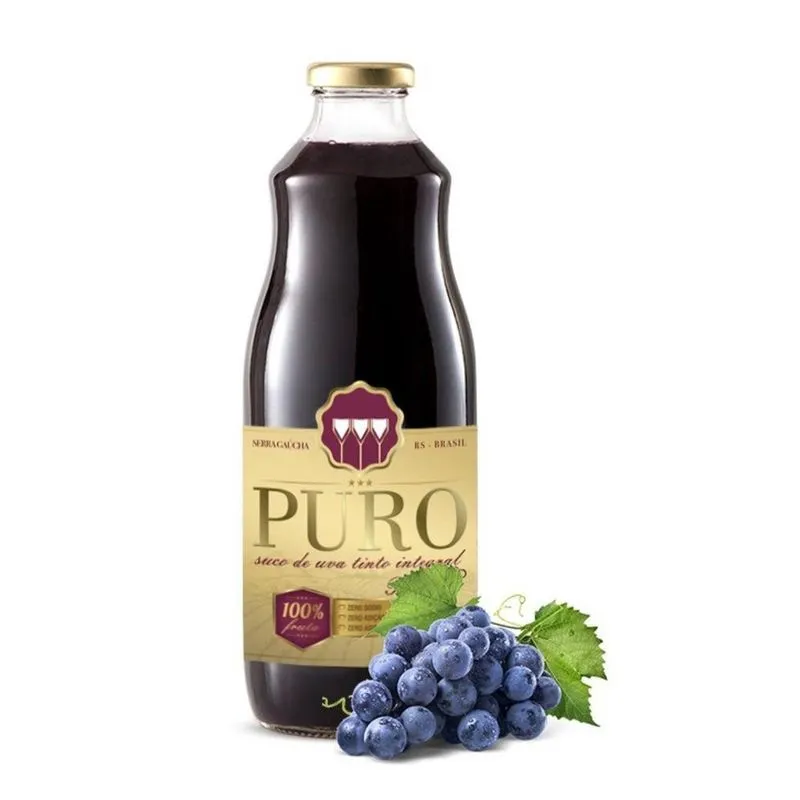 Suco De Uva Puro Tinto Integral 1 Litro 12 Unidades