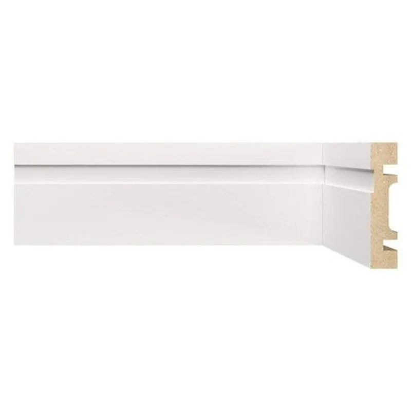 Rodapé de MDF 7cm x 15mm x 2,40m com Friso Moldufama 702 Branco