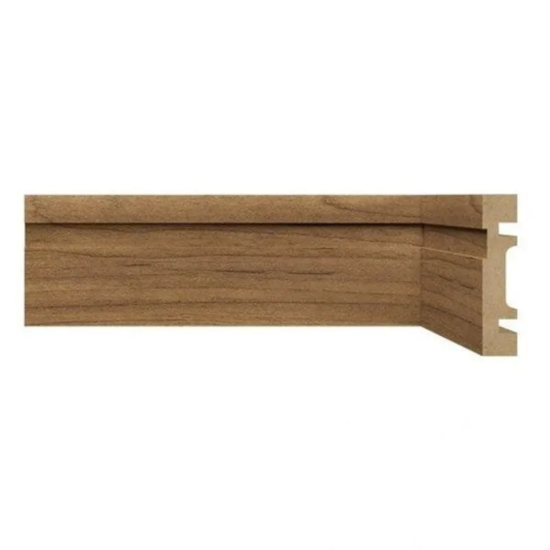 Rodapé de MDF 7cm x 15mm x 2,40m com Friso Resistente a Umidade Moldufama 702 Imbuia