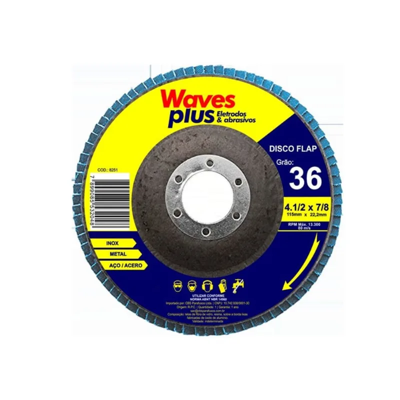 DISCO FLAP WAVES PLUS ZIRCÔNIA 7X7/8-180MM X 22,2 GRÃO 120