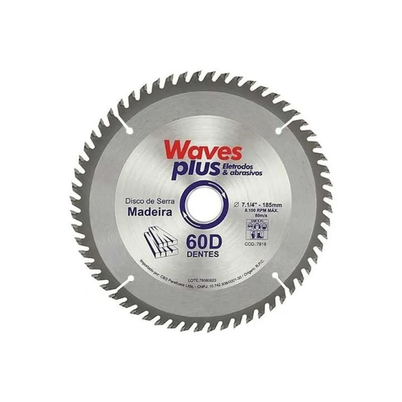 Disco para Madeira Waves Plus 184mm 60 Dentes