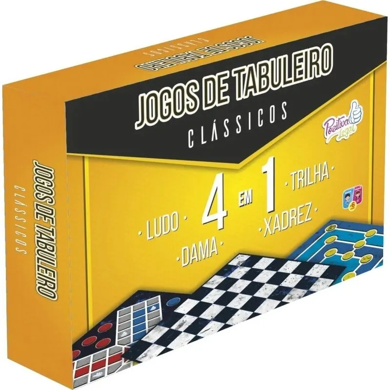 Jogos De Tabuleiro 4 em 1: Ludo, Trilha, Dama E Xadrez